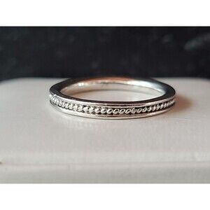 925 Sterling Silver Textured Band Ring, Size US 6, Vintage Thailand